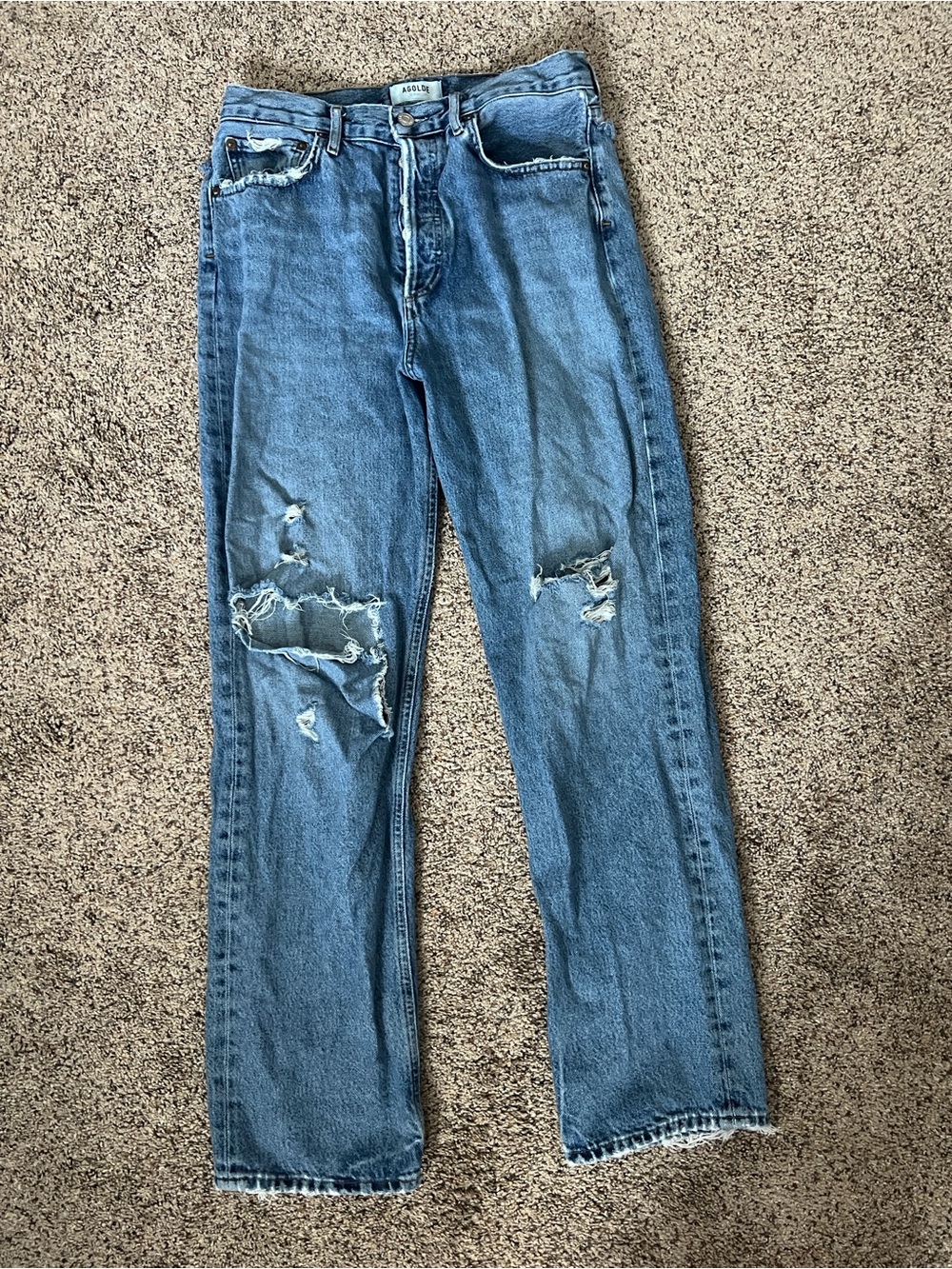 AGOLDE 90’s Pinch Waist High Rise Straight Jean Distressed